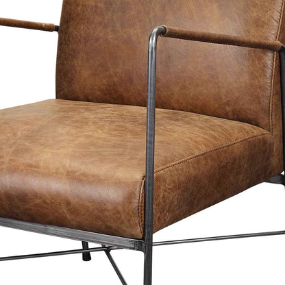 DAGWOOD VINTAGE BROWN LEATHER ARM CHAIR