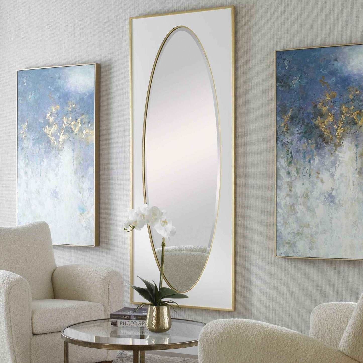 DANBURY OVER-SIZED WHITE + GOLD MIRROR