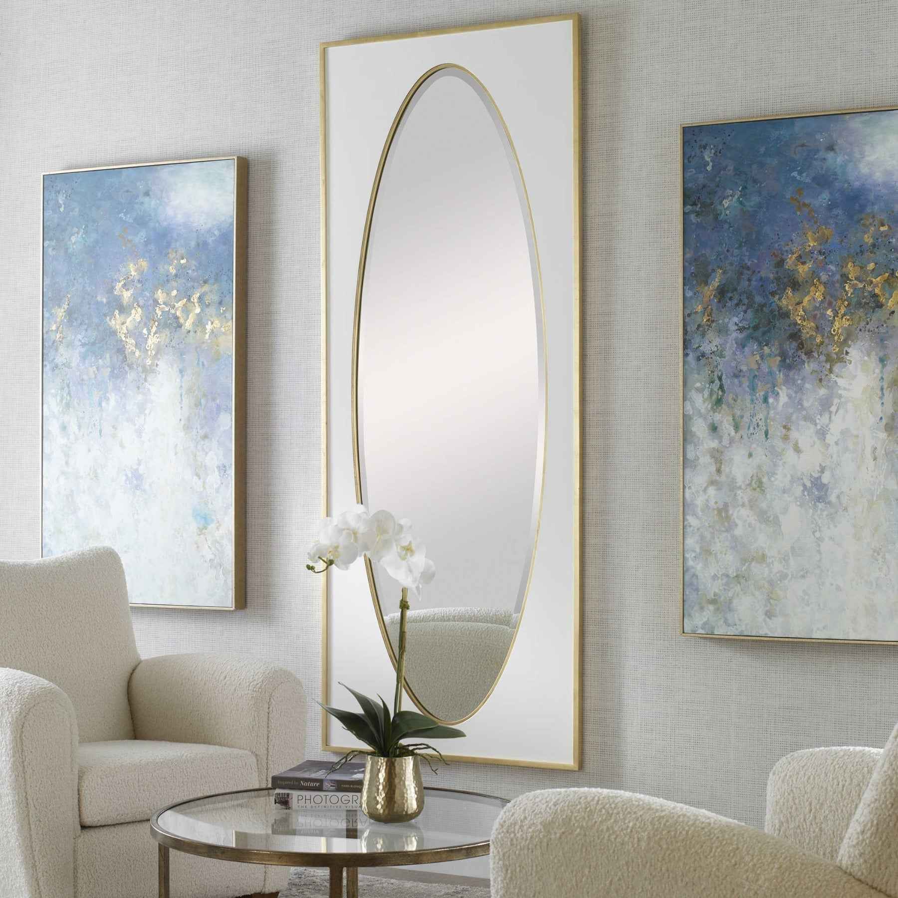 DANBURY OVER-SIZED WHITE + GOLD MIRROR