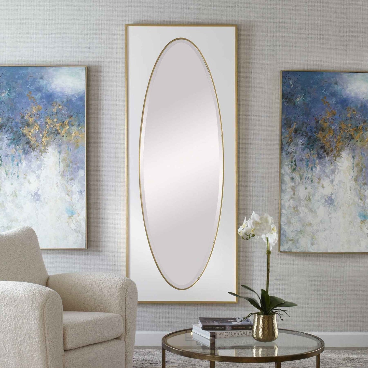 DANBURY OVER-SIZED WHITE + GOLD MIRROR