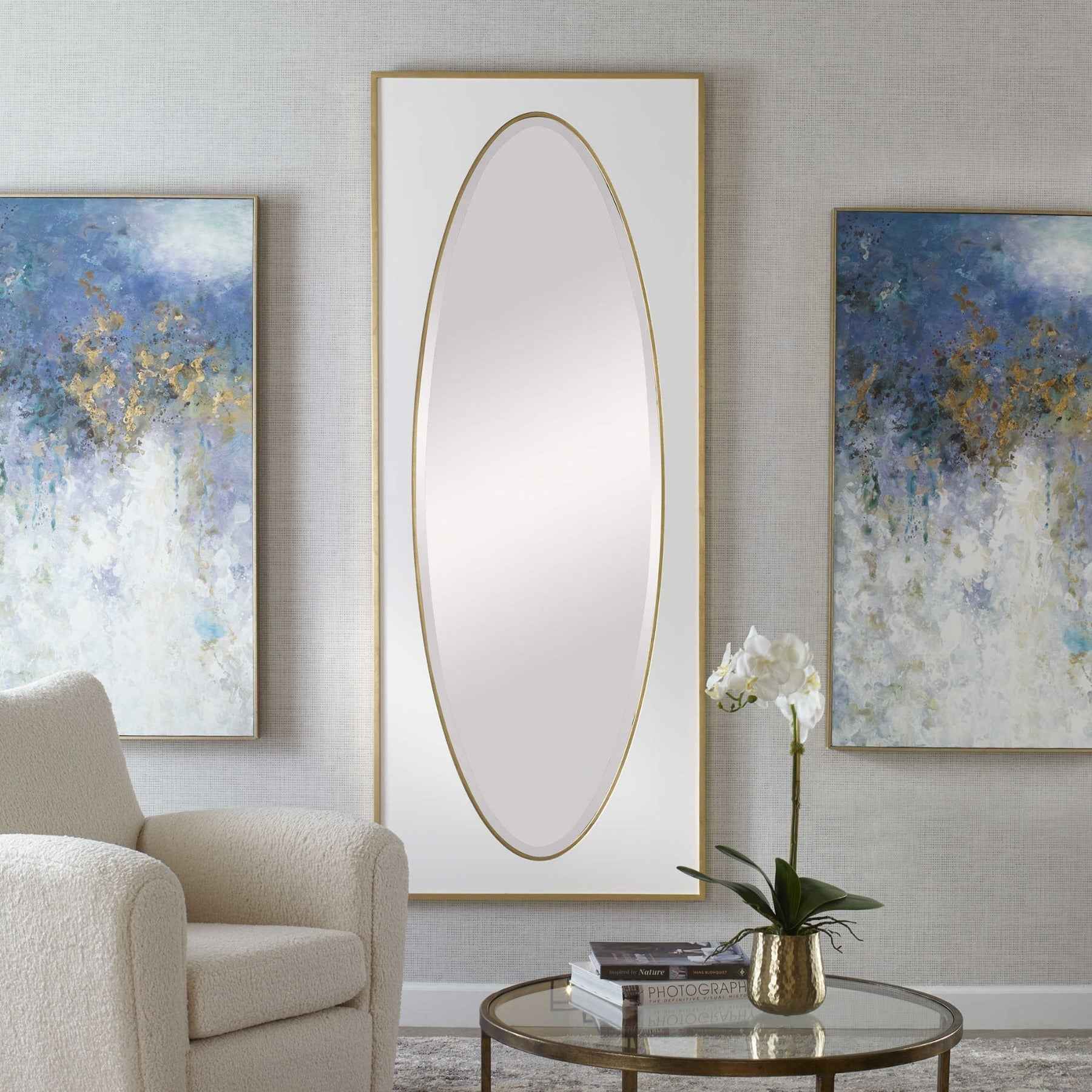 DANBURY OVER-SIZED WHITE + GOLD MIRROR
