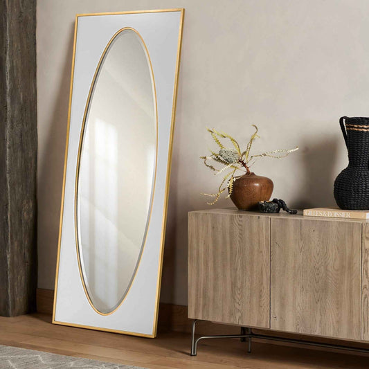 DANBURY OVER-SIZED WHITE + GOLD MIRROR