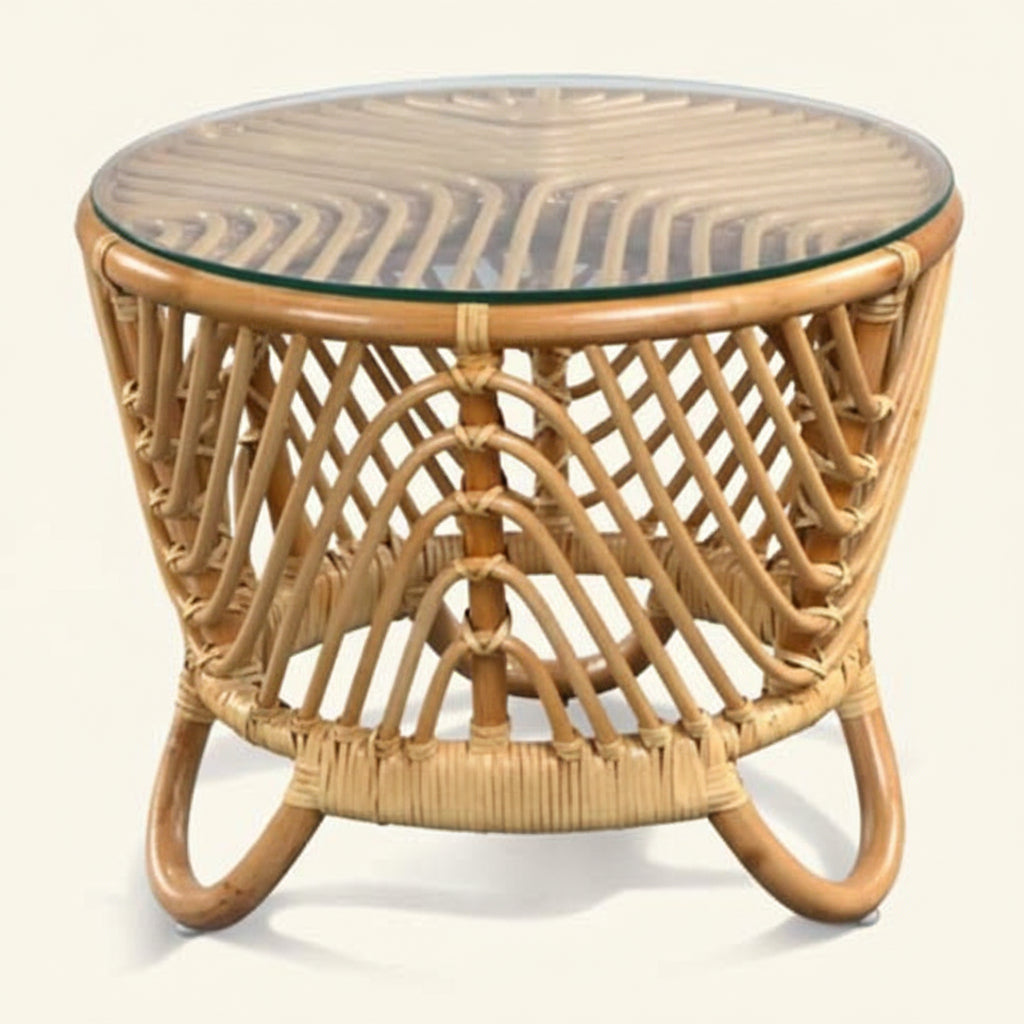 DANIA SIDE TABLE with GLASS / NATURAL