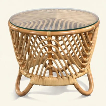 DANIA SIDE TABLE with GLASS / NATURAL