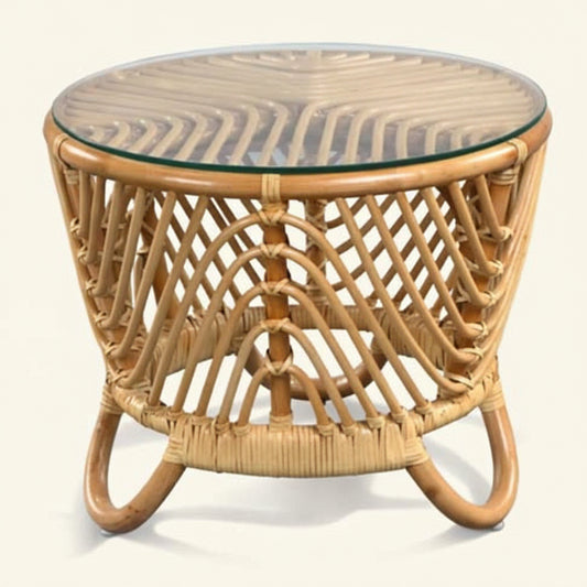 DANIA SIDE TABLE with GLASS / NATURAL