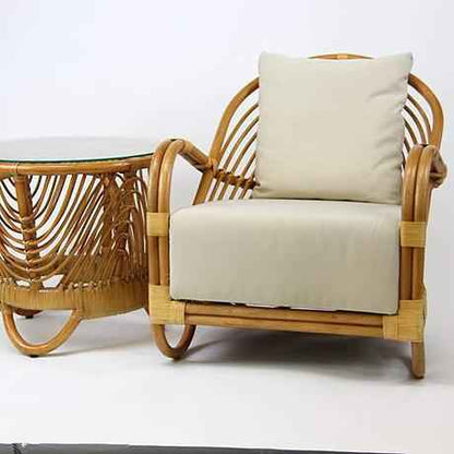DANIA SIDE TABLE with GLASS / NATURAL