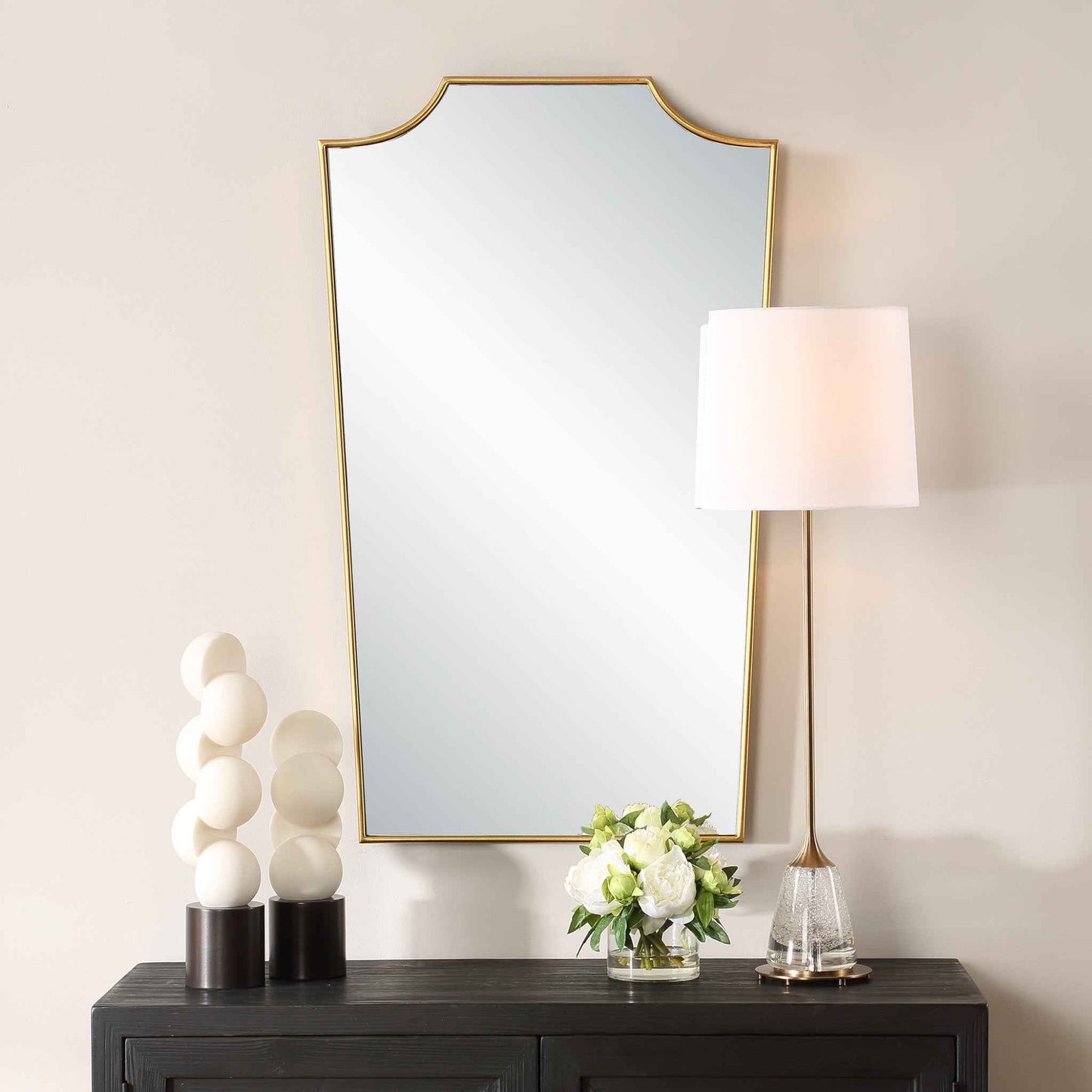 DEMURE ANTIQUE GOLD VANITY MIRROR