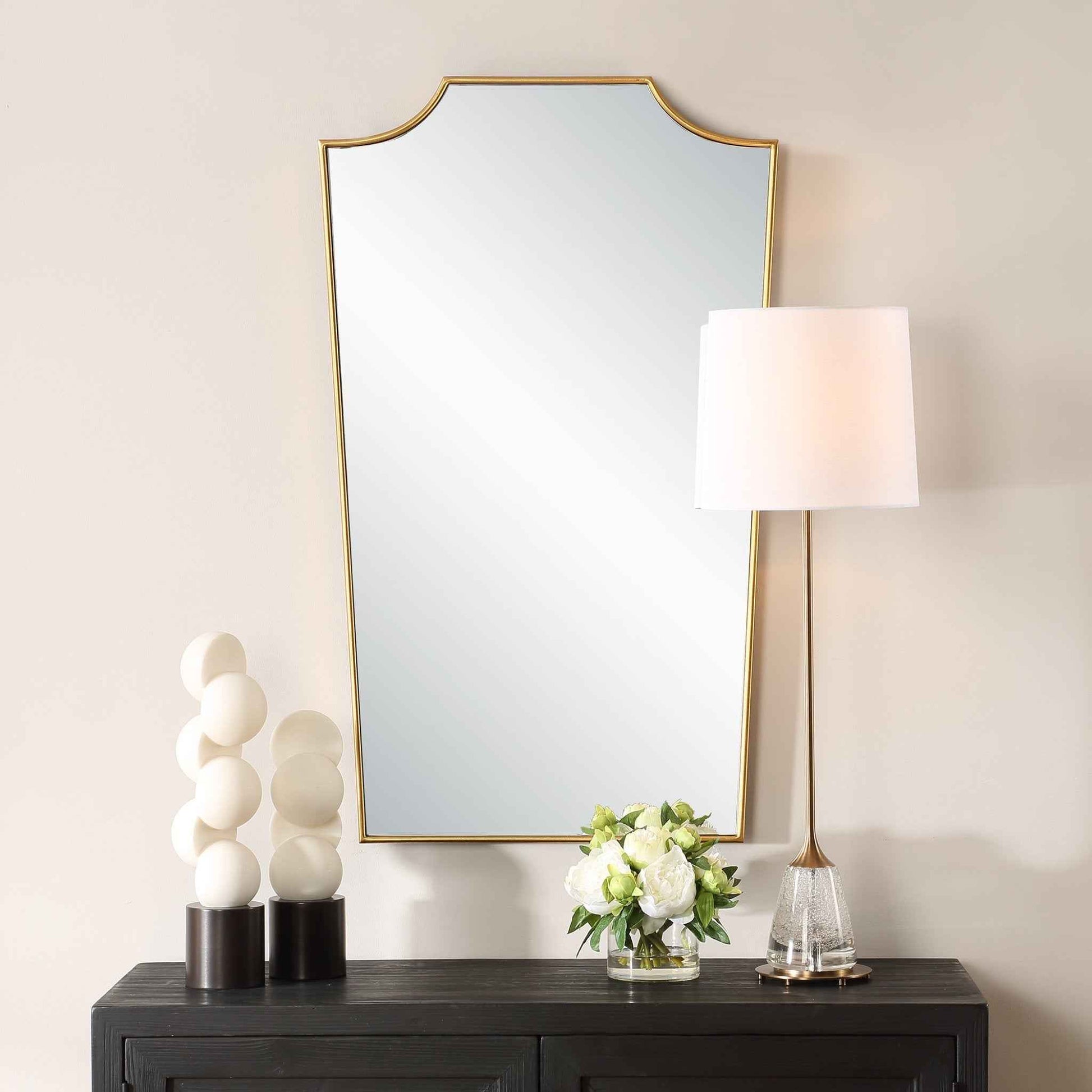 DEMURE ANTIQUE GOLD VANITY MIRROR
