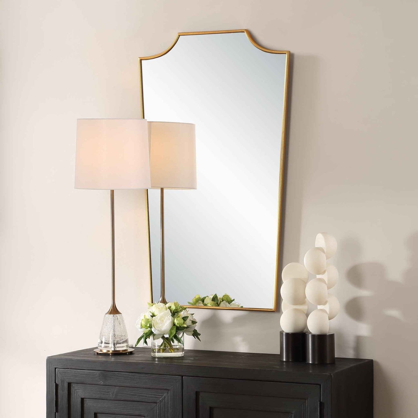 DEMURE ANTIQUE GOLD VANITY MIRROR