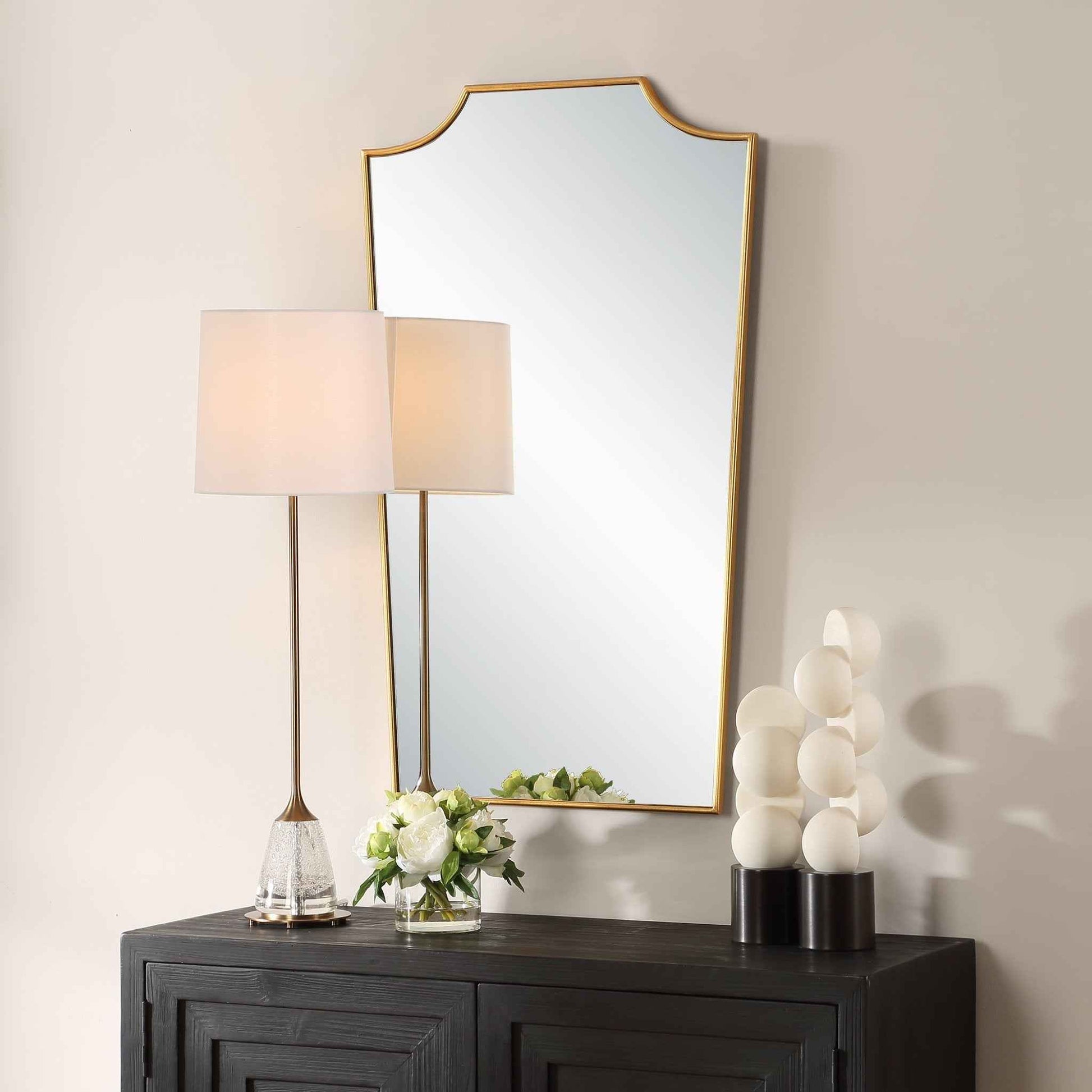 DEMURE ANTIQUE GOLD VANITY MIRROR