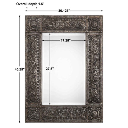 DHALA EMBOSSED ANTIQUE METAL MIRROR
