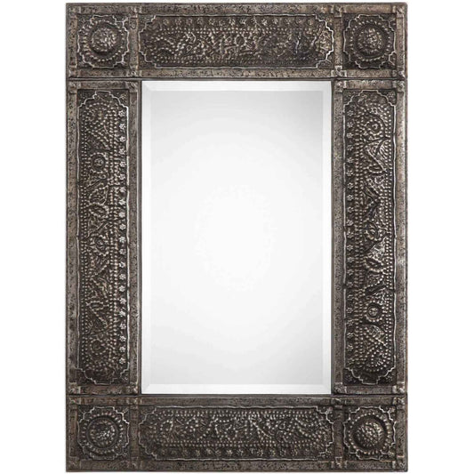 DHALA EMBOSSED ANTIQUE METAL MIRROR