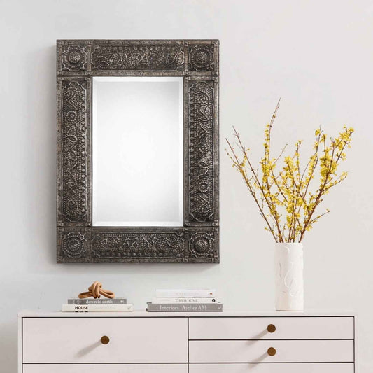 DHALA EMBOSSED ANTIQUE METAL MIRROR