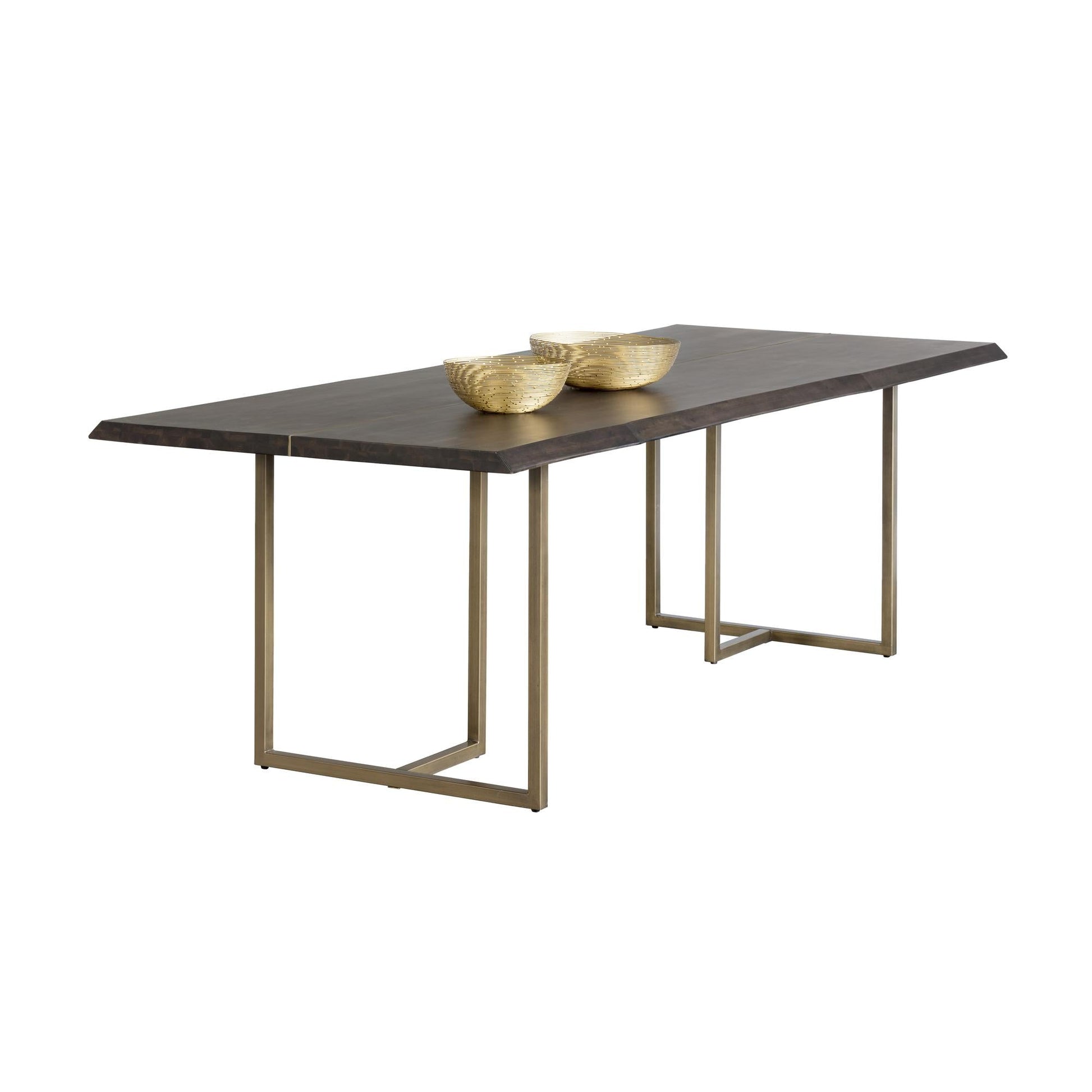 DONNELLY 95" DINING TABLE - ANTIQUE BRASS / DARK MANGO