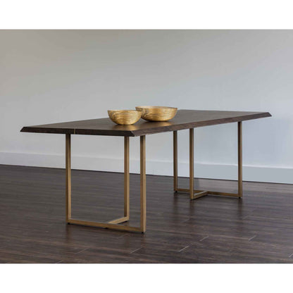 DONNELLY 95" DINING TABLE - ANTIQUE BRASS / DARK MANGO