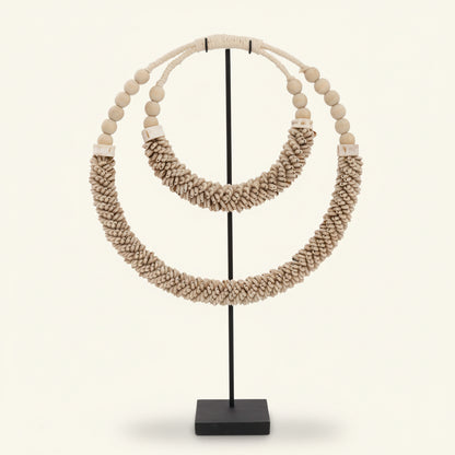 DOUBLE SHELL NECKLACE ON STAND | NATURAL