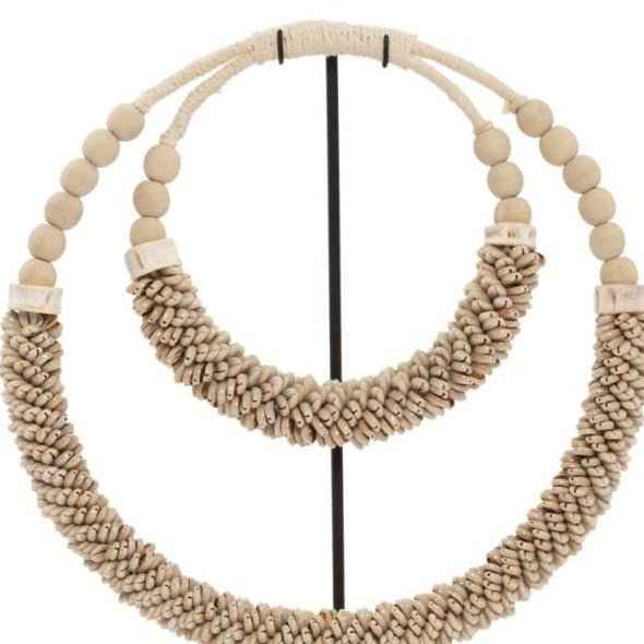 DOUBLE SHELL NECKLACE ON STAND | NATURAL