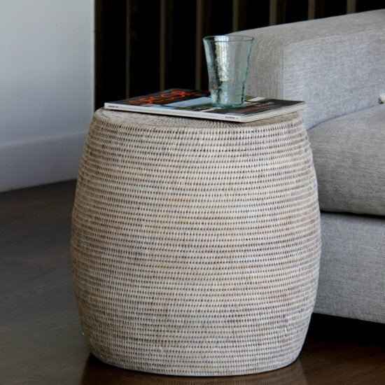 DRUM RATTAN STOOL + SIDE TABLE / 3 COLORS
