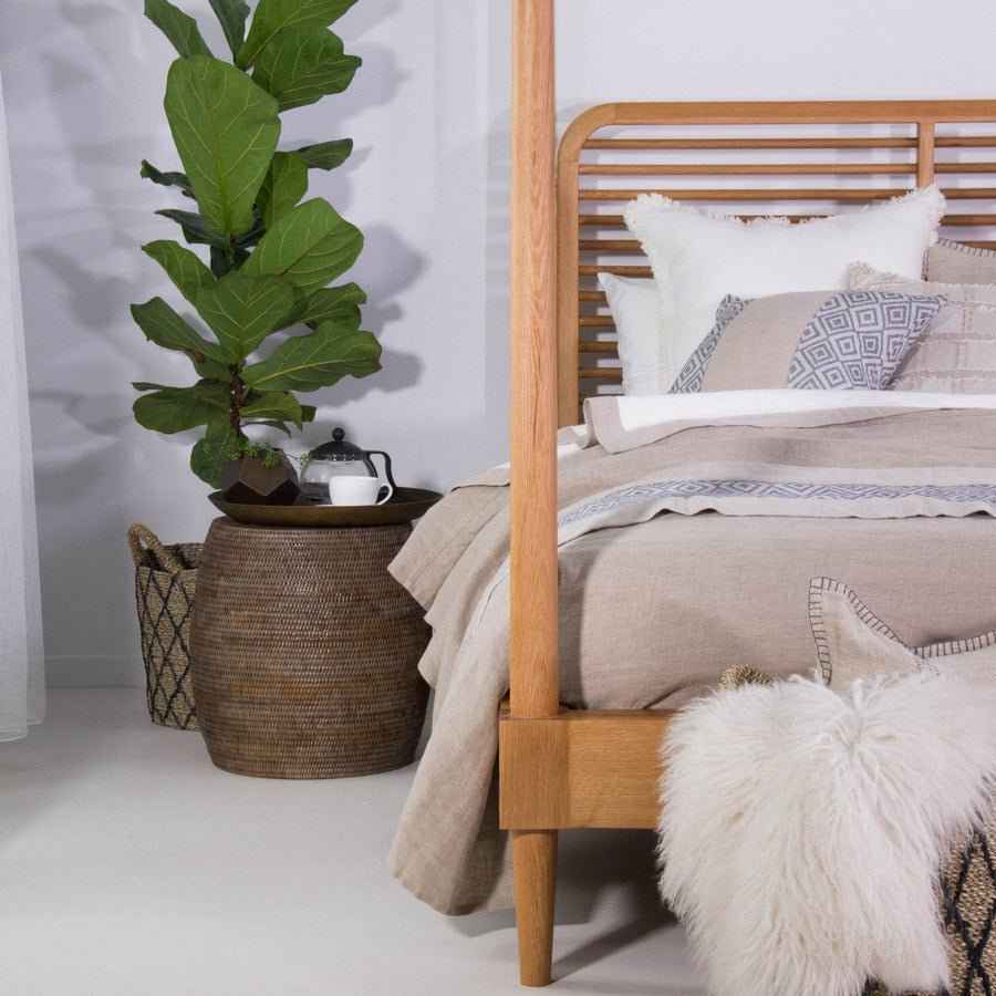 DRUM RATTAN STOOL + SIDE TABLE / 3 COLORS