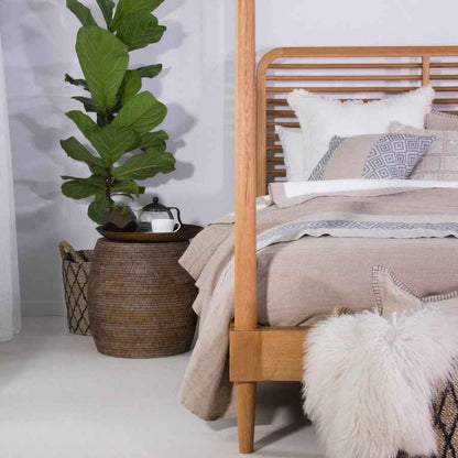 DRUM RATTAN STOOL + SIDE TABLE / 3 COLORS