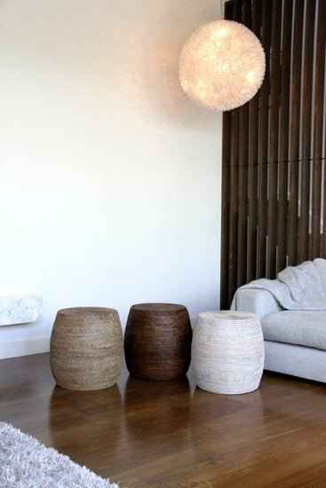 DRUM RATTAN STOOL + SIDE TABLE / 3 COLORS