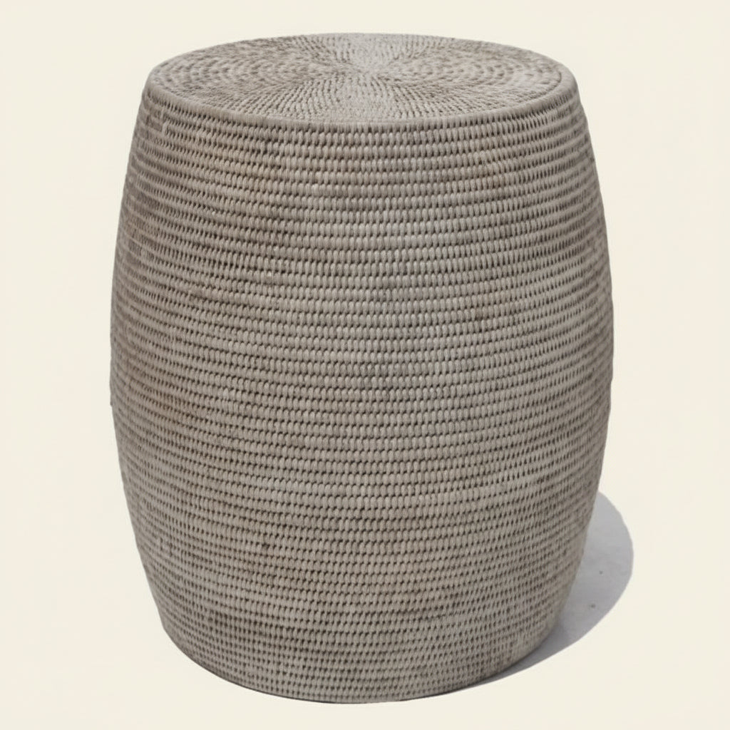 DRUM RATTAN STOOL + SIDE TABLE / 3 COLORS