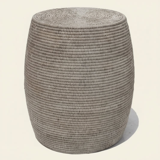 DRUM RATTAN STOOL + SIDE TABLE / 3 COLORS
