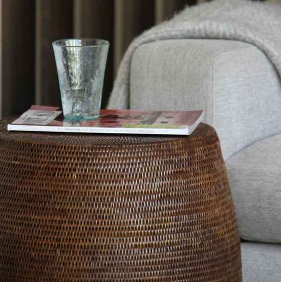 DRUM RATTAN STOOL + SIDE TABLE / 3 COLORS