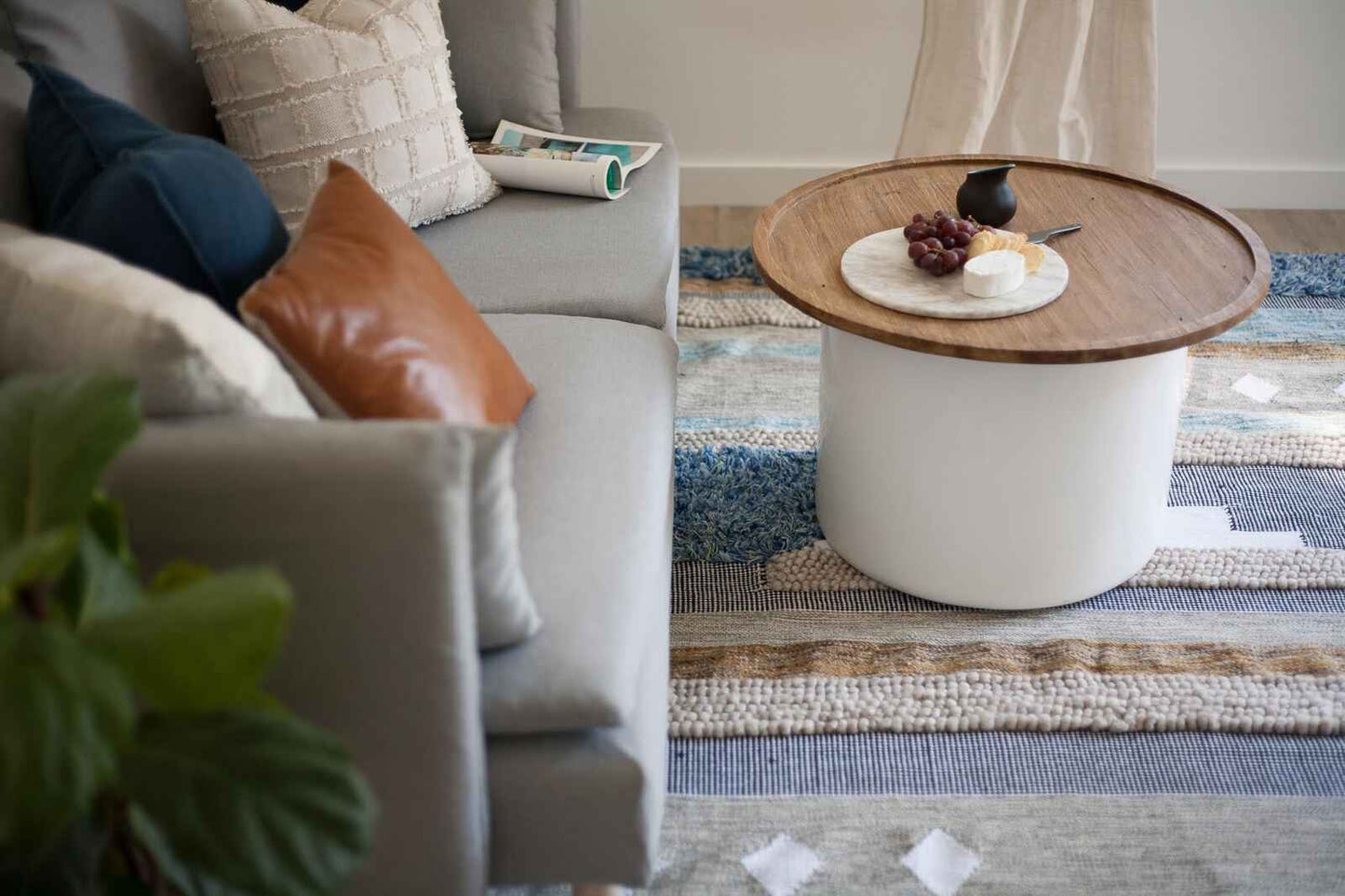 EDEN BARREL SIDE TABLE | WHITE + NATURAL