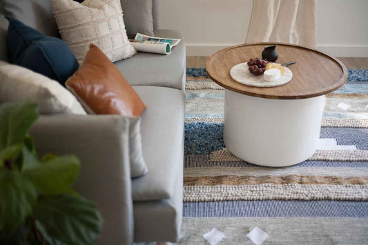 EDEN BARREL SIDE TABLE | WHITE + NATURAL