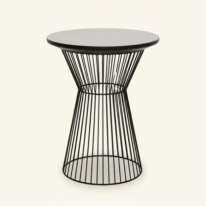 EDEN CAGE SIDE TABLE / CHARCOAL TEAK + BLACK METAL