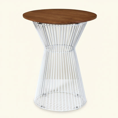 EDEN CAGE SIDE TABLE / TEAK + WHITE METAL