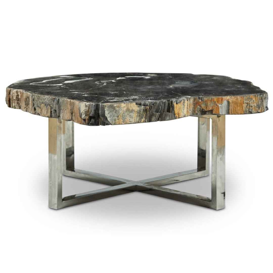 ELIZA PETRIFIED WOOD COFFEE TABLE: DARK