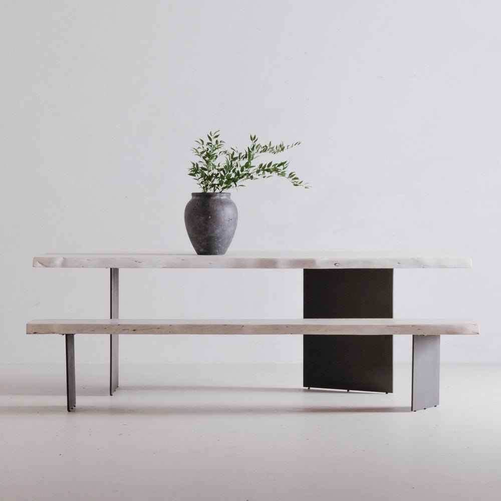 EVANS WHITEWASH LIVE-EDGE DINING TABLE