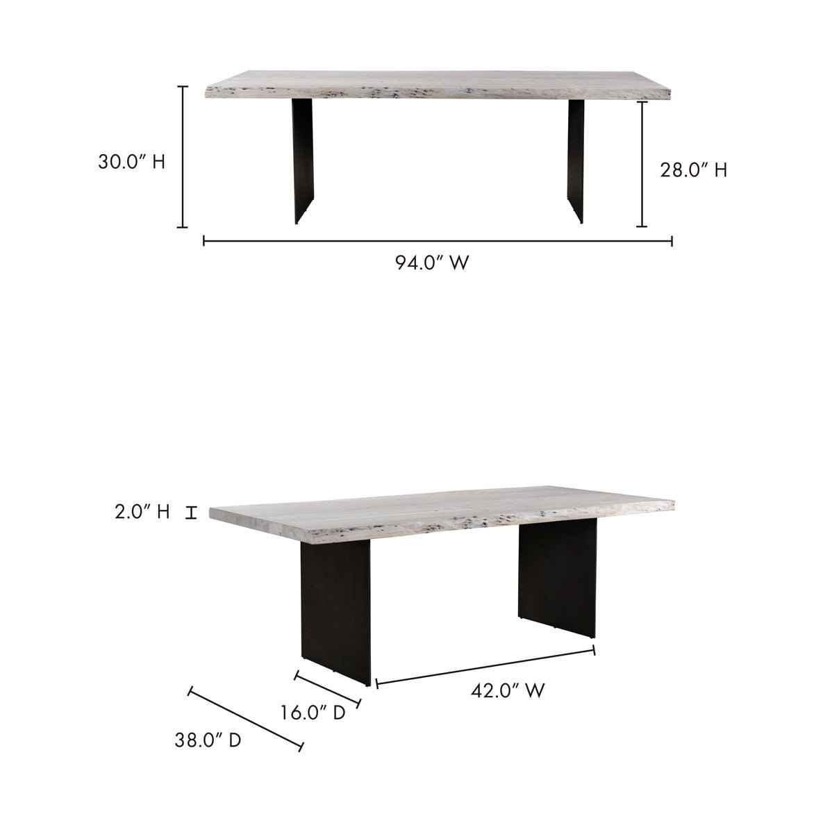 EVANS WHITEWASH LIVE-EDGE DINING TABLE