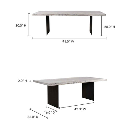 EVANS WHITEWASH LIVE-EDGE DINING TABLE