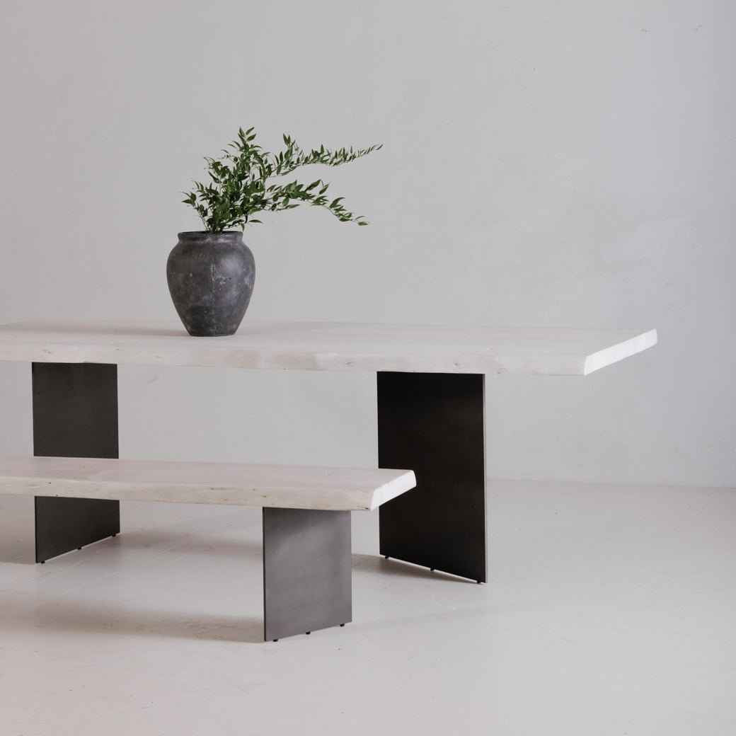 EVANS WHITEWASH LIVE-EDGE DINING TABLE