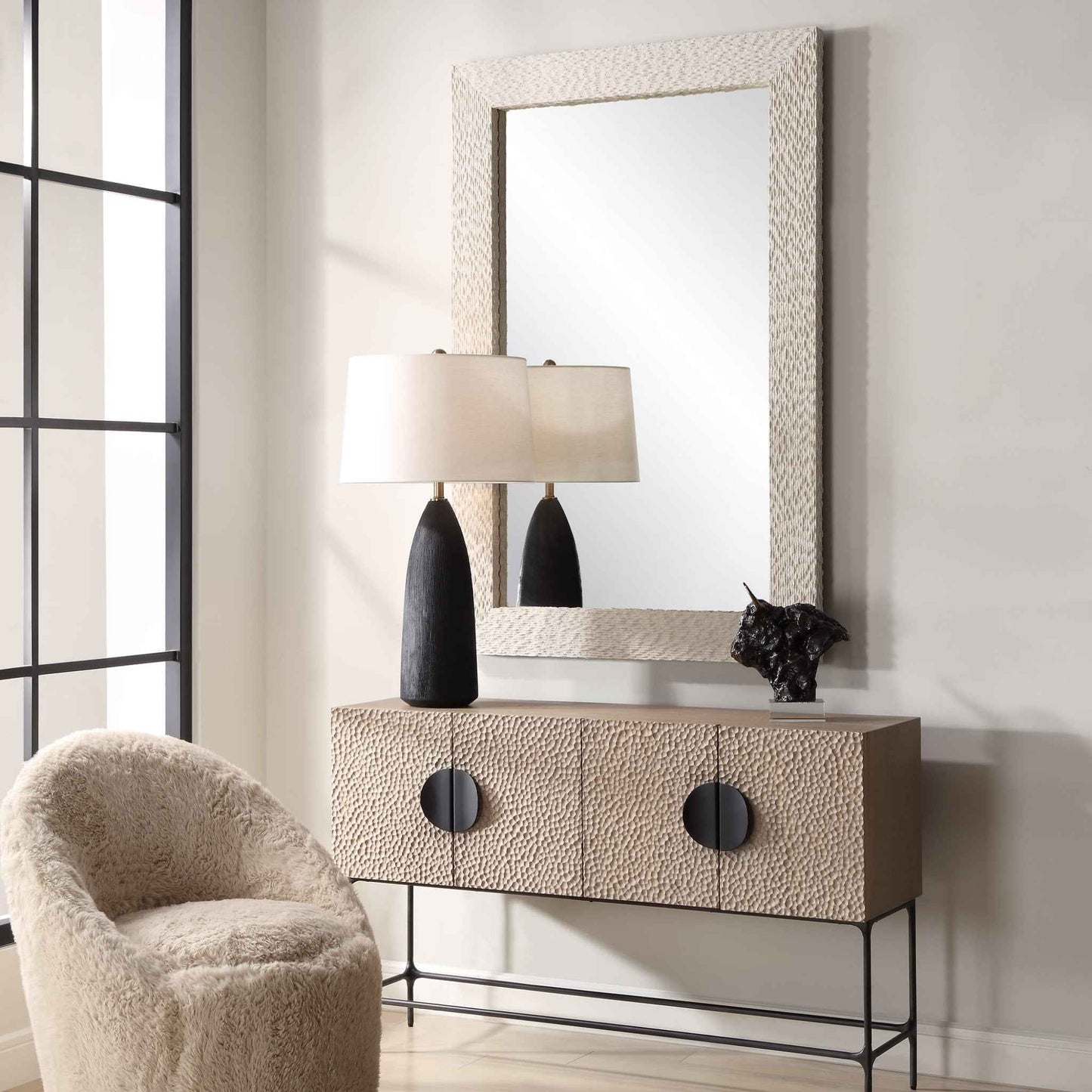 EVERETT IVORY STONE MIRROR