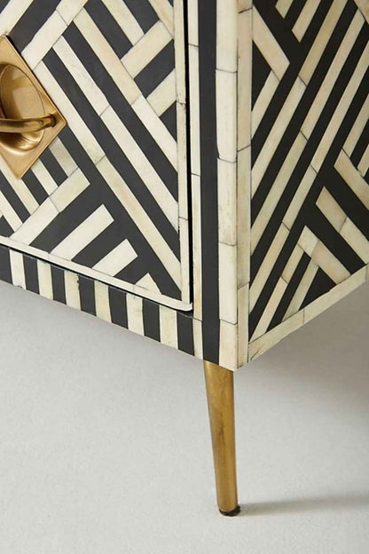 Handmade Exclusive Bone Inlay Optical Chest of Nine Drawers Dresser