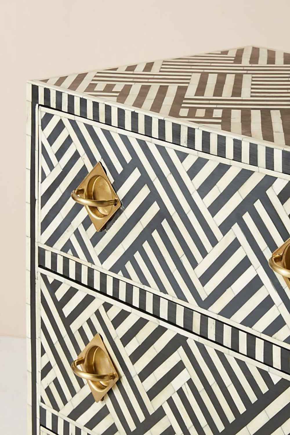 Handmade Exclusive Bone Inlay Optical Chest of Nine Drawers Dresser