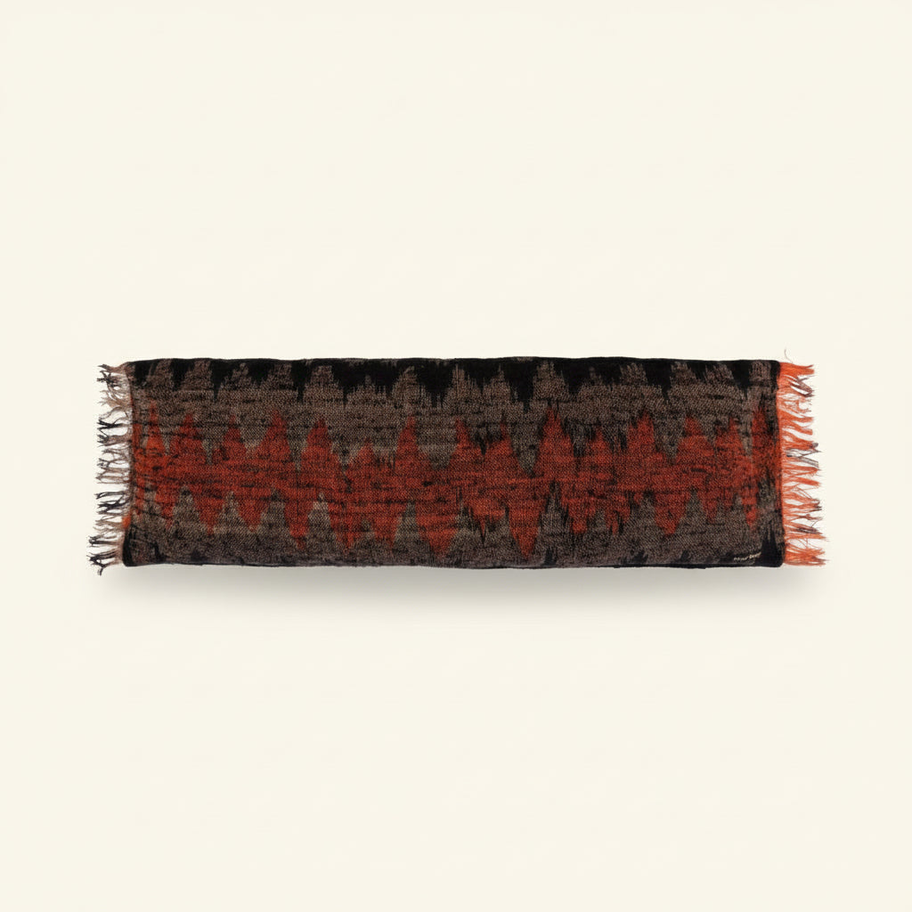 FAIR TRADE CUSHION COVER LONG | ORANGE+BLACK