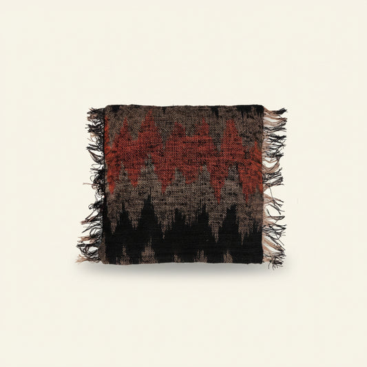 FAIR TRADE CUSHION COVER SQUARE | ORANGE+BLACK | 2 SIZES