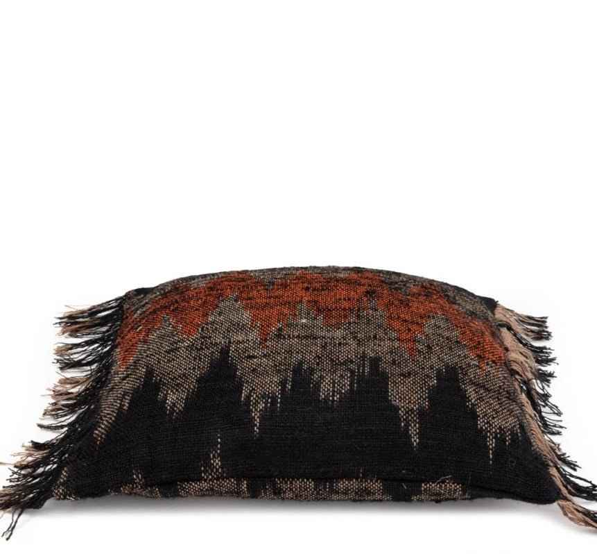 FAIR TRADE CUSHION COVER SQUARE | ORANGE+BLACK | 2 SIZES