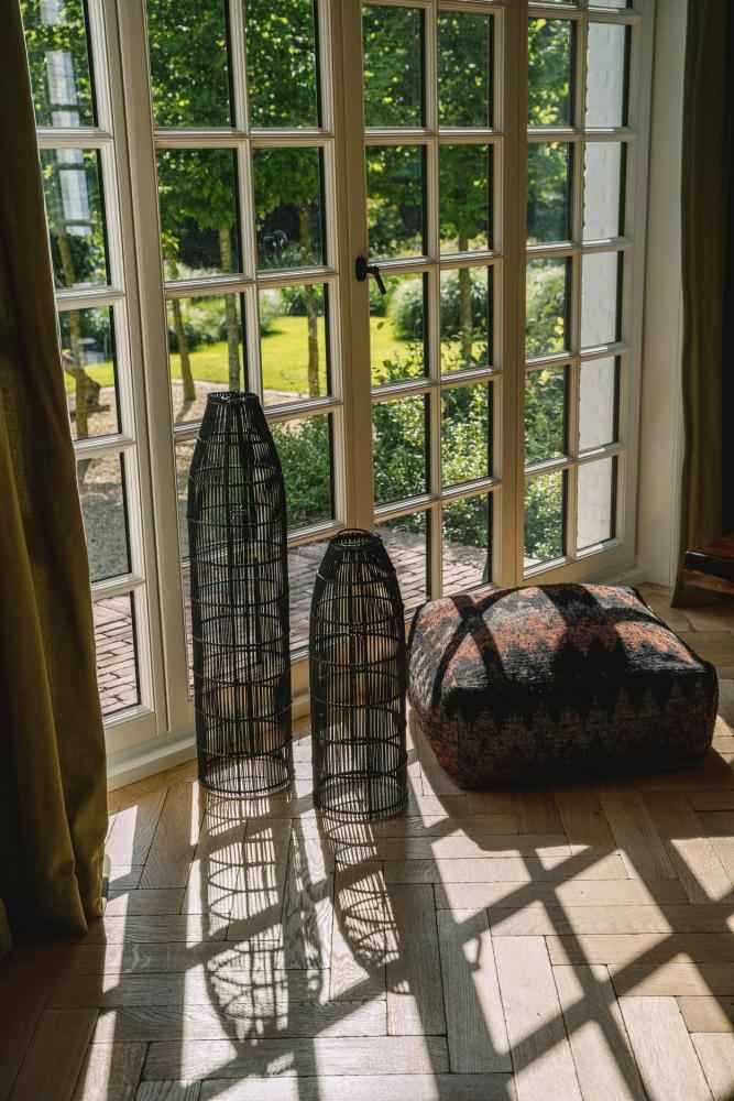 FAIR TRADE POUF | ORANGE+BLACK