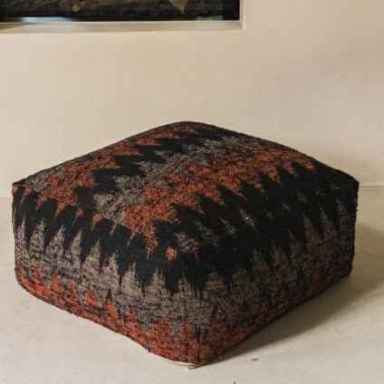 FAIR TRADE POUF | ORANGE+BLACK