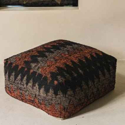 FAIR TRADE POUF | ORANGE+BLACK