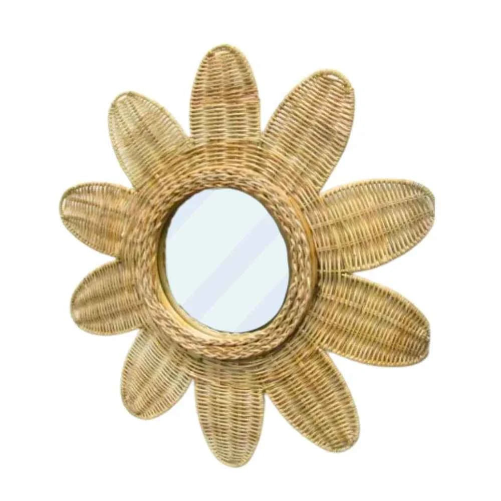 FLOWER POWER WALL MIRROR | NATURAL RATTAN