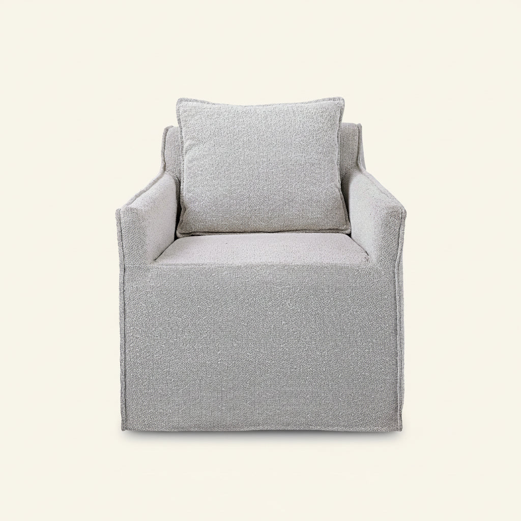 FONTANA IVORY-GREY BOUCLE SWIVEL CHAIR