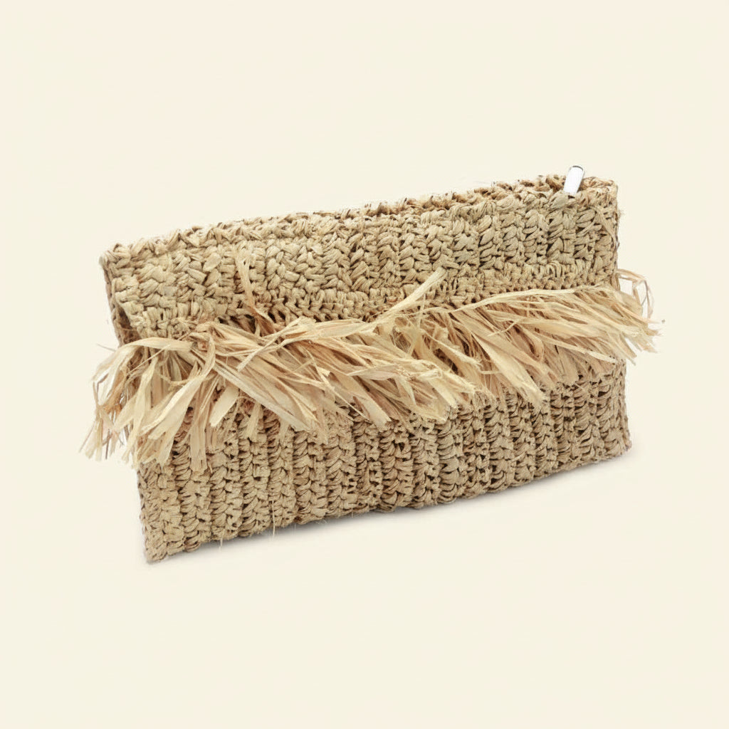 FRINGE RAFFIA CLUTCH | FAIR TRADE | NATURAL