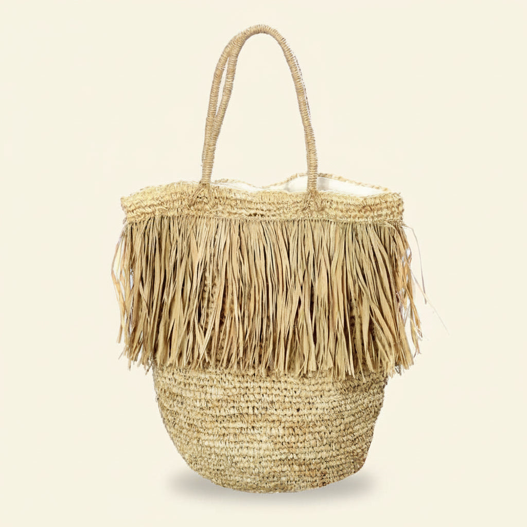 FRINGE RAFFIA TOTE